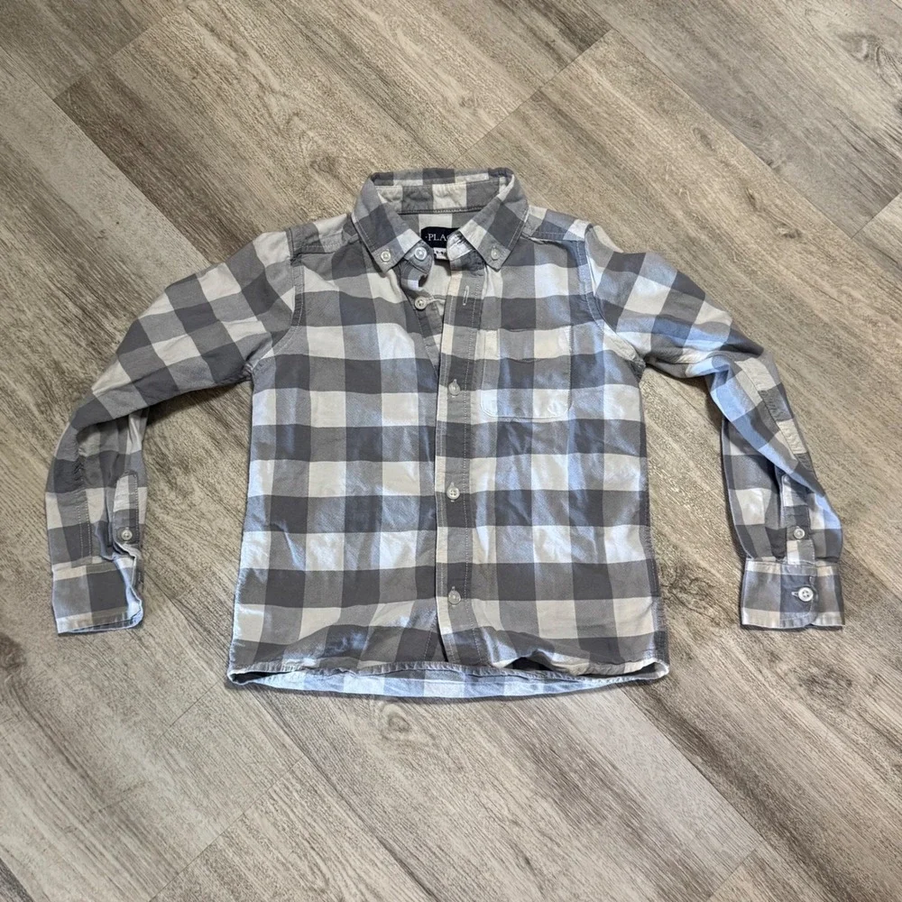 The Childrens Place Plaid‎ Long Sleeve Button Down Shirt Size S 5/6